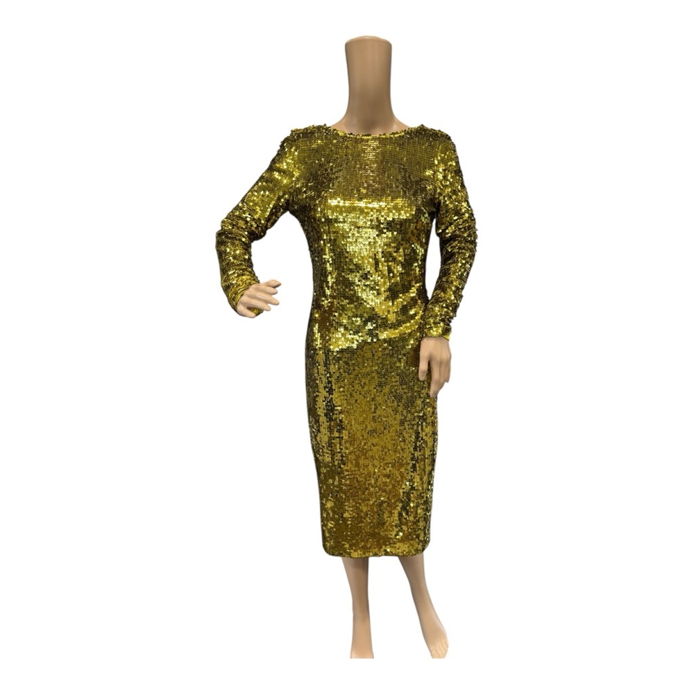 Dress the Population Gold Sequin Dress Open Back Size XXS